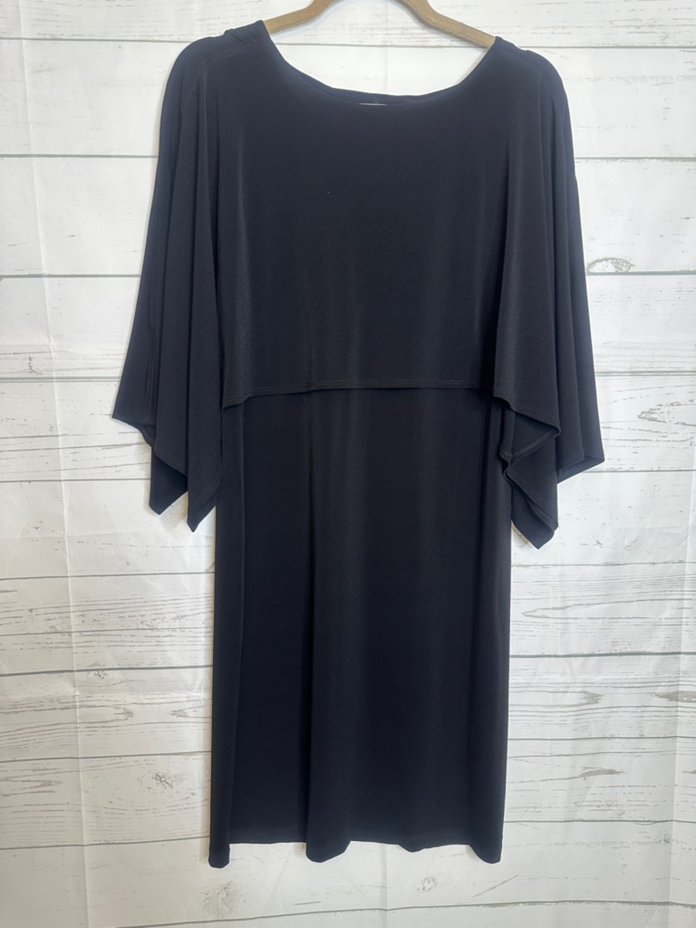 Chico's Black Midi Dress with Draped Capelet